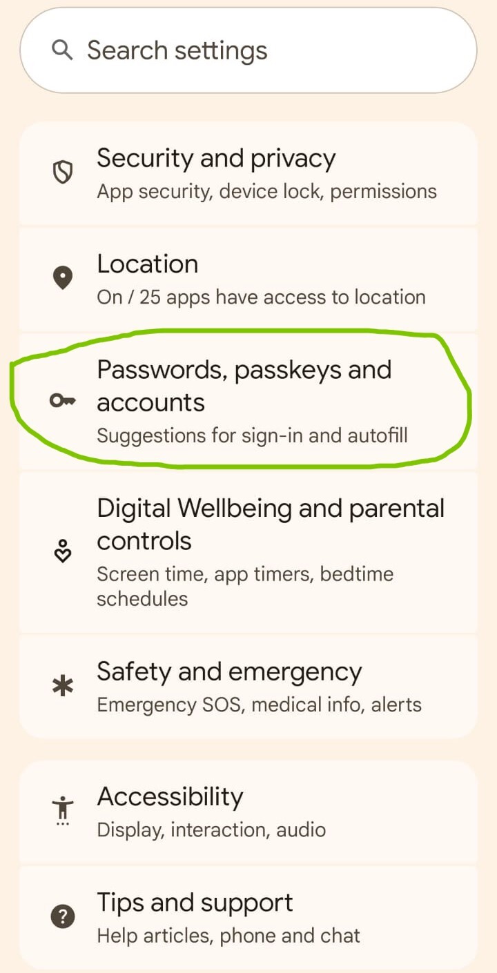 Andriod - How to save passwords
