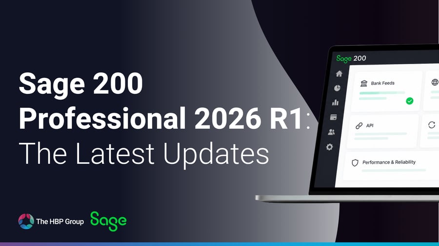 Sage 200 Professional 2026 R1 featured image highlighting the latest updates, including Bank Feeds, API improvements and performance enhancements.