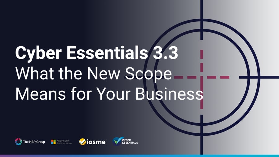 Cyber Essentials 3.3 New Scope Blog Header Showcasing A Scope Target
