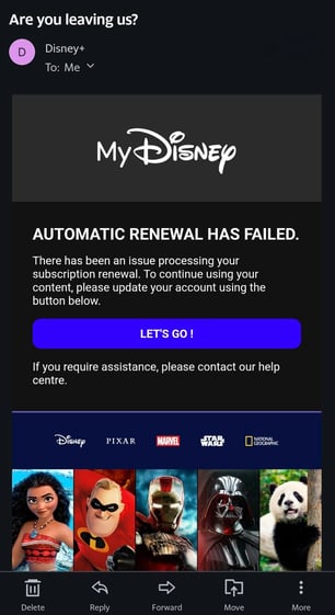 Disney scam email