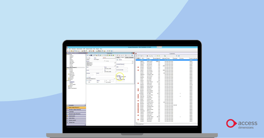 A laptop with access dimensions on