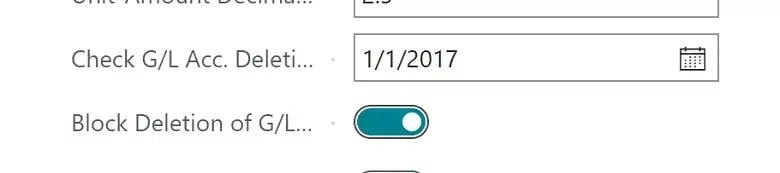 Blocking deletion of g/l accounts