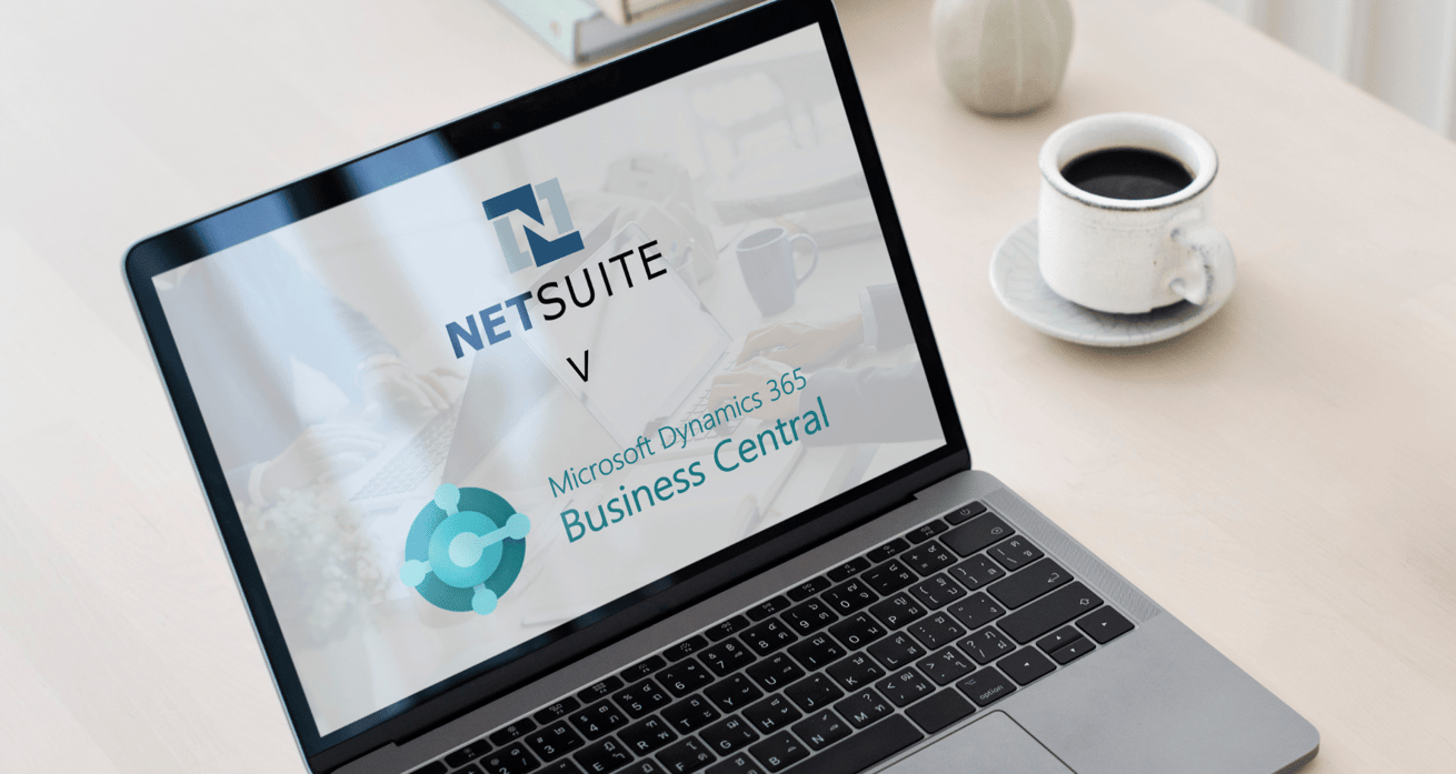 microsoft dynamics business central software on laptop