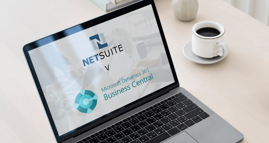 microsoft dynamics business central software on laptop