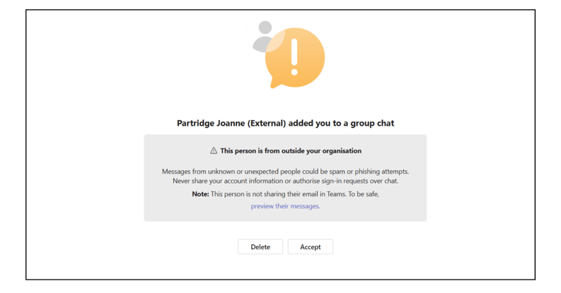 Joanne Teams Scam Attempt 1