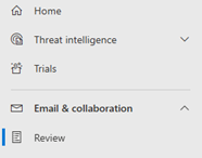 Microsoft Defender Quarantine - left menu