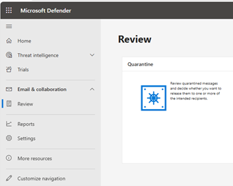 Microsoft Defender Quarantine - right window