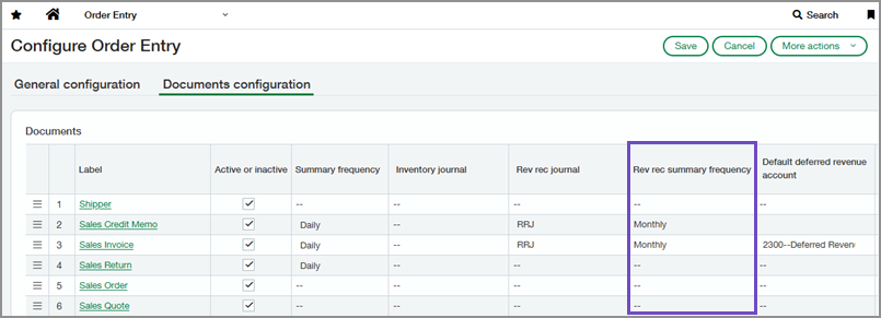 New summary frequency setting in Revenue Management Doucments tab