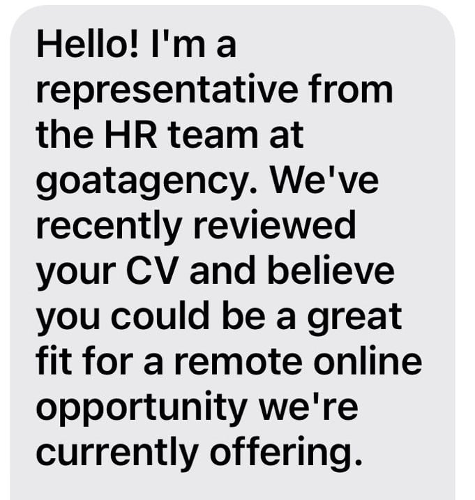 Recruitment Agency Text Scam