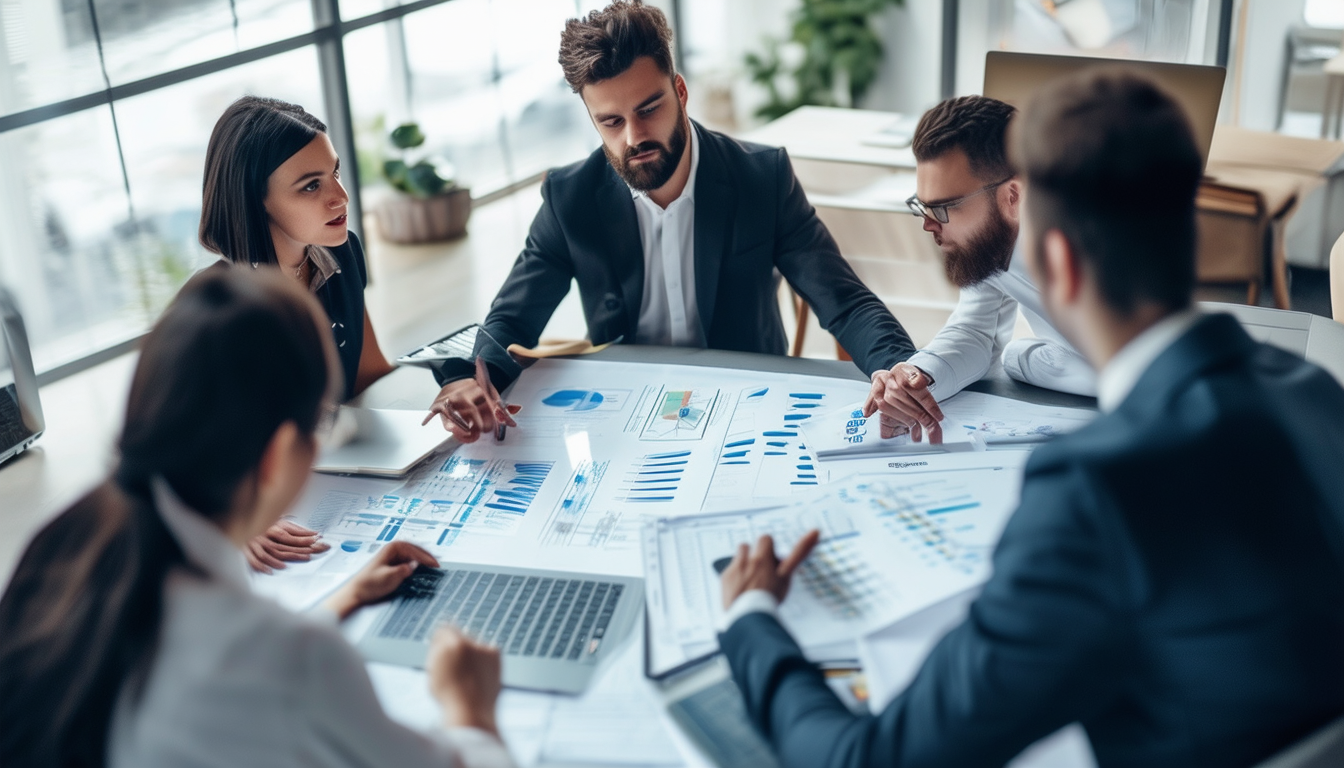 An image of a business team in a meeting, strategi